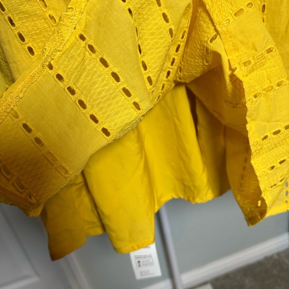 NWT: Eyelet Babydoll Mini Dress Size Large in Yellow - Picture 5 of 8